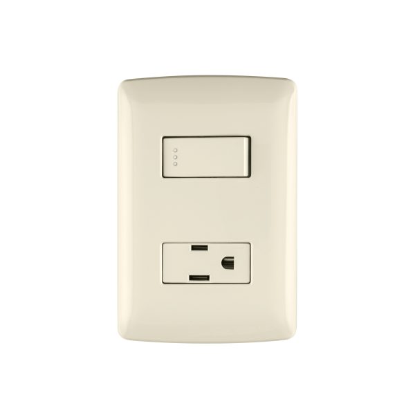 48666 - Placa armada contacto e interruptor, marfil, línea Italiana