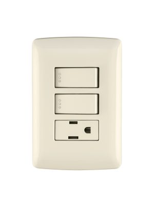 PA-APCO-I2.jpg 48667 - Placa armada contacto 2 interruptores,marfil, línea Italiana