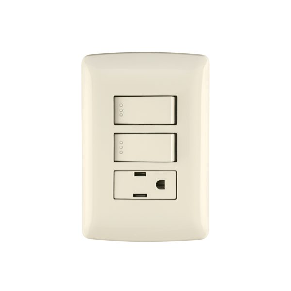 48667 - Placa armada contacto 2 interruptores,marfil, línea Italiana