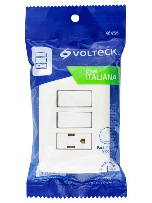 PA-APCO-I2BE1.jpg 46456 - Placa armada contacto 2 interruptores,blanco, línea Italiana