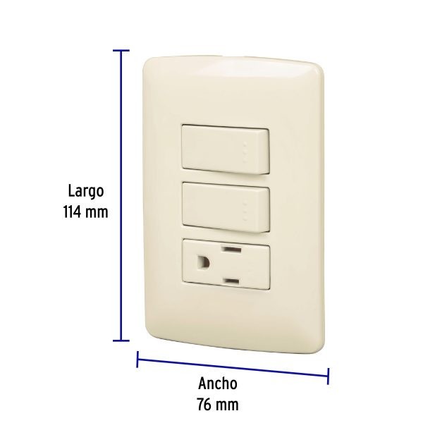 48667 - Placa armada contacto 2 interruptores,marfil, línea Italiana