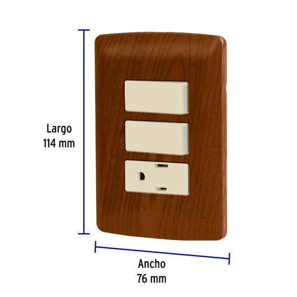49936 - Placa armada contacto 2 interruptores,madera, línea Italiana