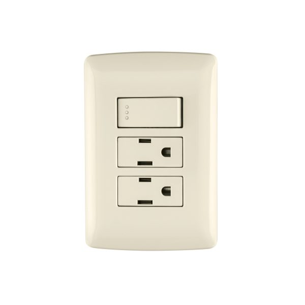 48668 - Placa armada 2 contactos e interruptor,marfil,línea Italiana