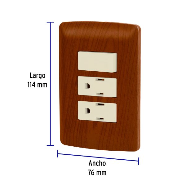 49937 - Placa armada 2 contactos e interruptor,madera,línea Italiana