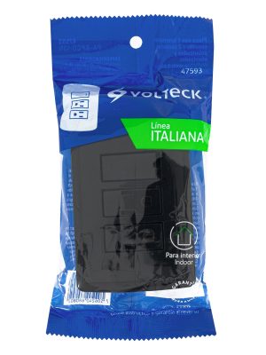 PA-APCO-I3NE1.jpg 47593 - Placa armada 2 contactos e interruptor,negro, línea Italiana
