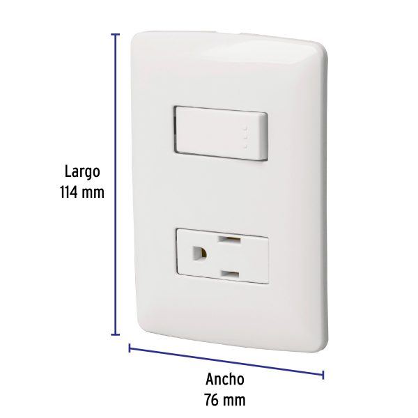 46455 - Placa armada contacto e interruptor, blanco, línea Italiana