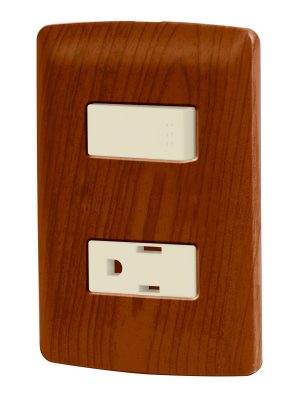 49935 - Placa armada contacto e interruptor, madera, línea Italiana