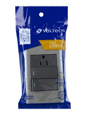 PA-APCO-L2AE1.jpg 47847 - Placa armada acero 2 interruptores y contacto 1 mód,Lisboa