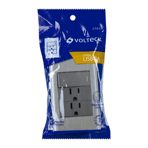 47848 - Placa armada acero interruptor y 2 contactos 1 mód, Lisboa