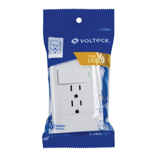 47968 - Placa armada blanca interruptor y 2 contactos 1 mód, Lisboa