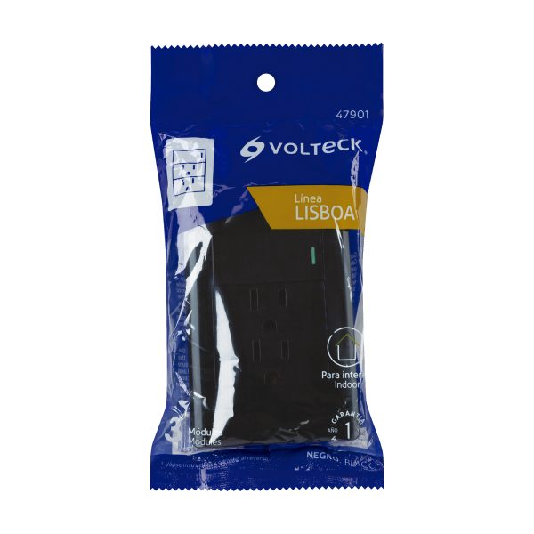 47901 - Placa armada negra interruptor y 2 contactos 1 mód, Lisboa