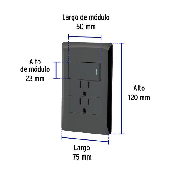 47901 - Placa armada negra interruptor y 2 contactos 1 mód, Lisboa