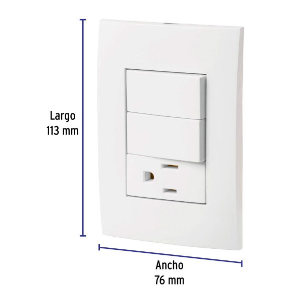 46488 - Placa armada contacto y 2 interruptores, línea Oslo, blanco