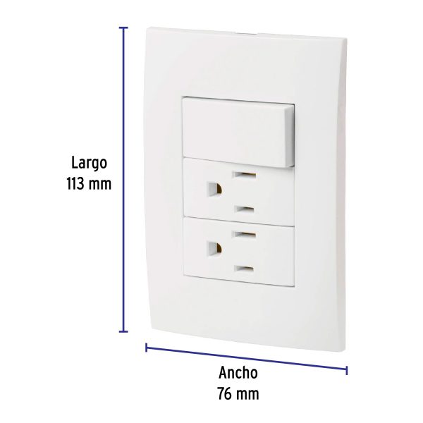 46489 - Placa armada 2 contactos e interruptor, línea Oslo, blanco