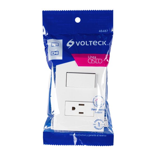 46487 - Placa armada contacto e interruptor, línea Oslo, blanco