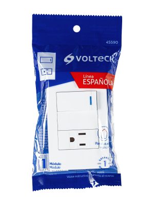 45590 - Placa armada 1 interruptor,1 contacto,1mod, Española, blanco