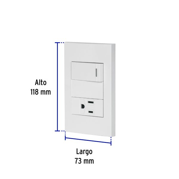 45590 - Placa armada 1 interruptor,1 contacto,1mod, Española, blanco