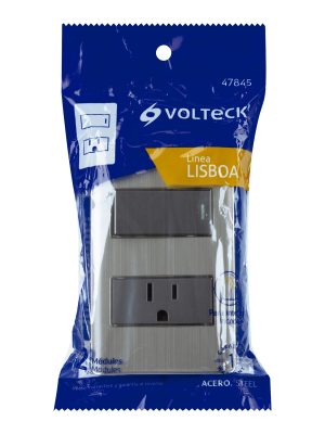 PA-APCO1-LAE1.jpg 47845 - Placa armada acero interruptor y contacto 1 módulo, Lisboa