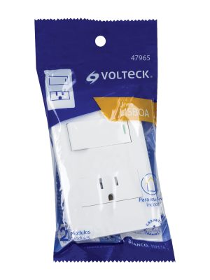 47965 - Placa armada blanca interruptor y contacto 1 módulo, Lisboa