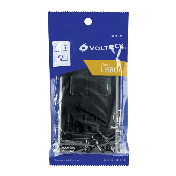 47898 - Placa armada negra interruptor y contacto 1 módulo, Lisboa