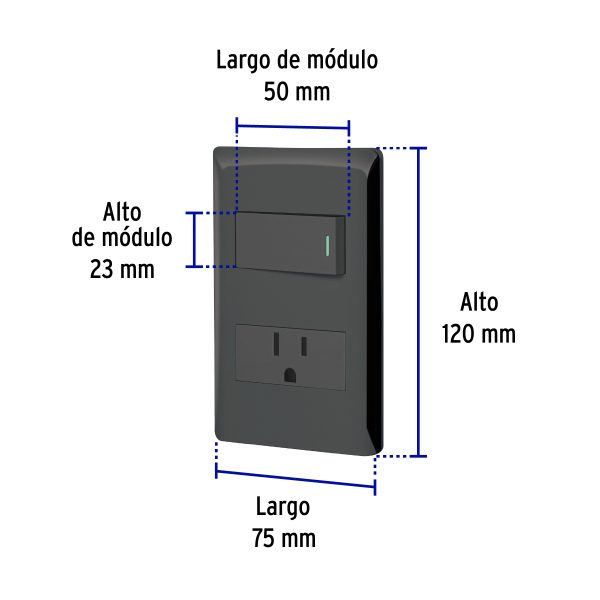 47898 - Placa armada negra interruptor y contacto 1 módulo, Lisboa