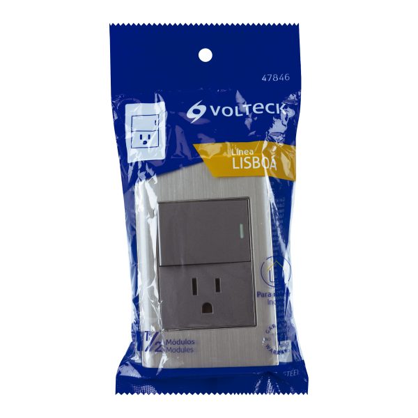 47846 - Placa armada acero interruptor y contacto 1.5 mód, Lisboa