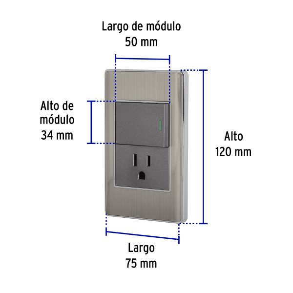 47846 - Placa armada acero interruptor y contacto 1.5 mód, Lisboa