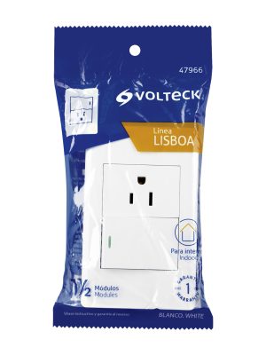 47966 - Placa armada blanca interruptor y contacto 1.5 mód, Lisboa