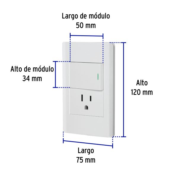 47966 - Placa armada blanca interruptor y contacto 1.5 mód, Lisboa