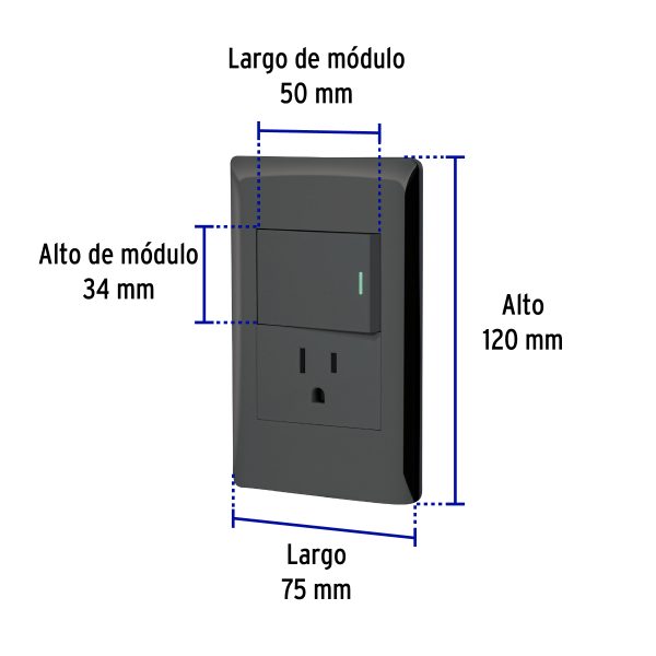47899 - Placa armada negra interruptor y contacto 1.5 mód, Lisboa
