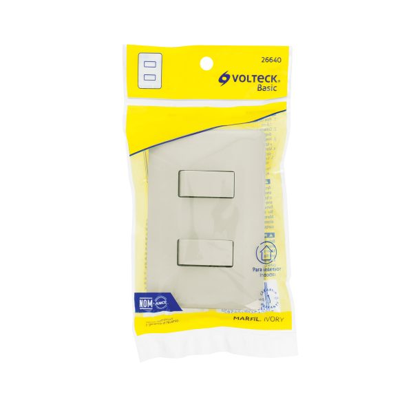 26640 - Placa armada, 2 interruptores, marfil, Volteck