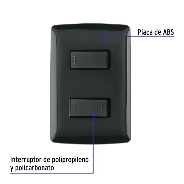 47598 - Placa armada 1 interruptor 1 escalera, negro, línea Italiana