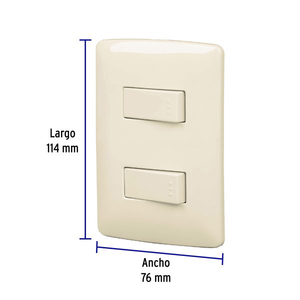 48662 - Placa armada 2 interruptores sencillos marfil,línea Italiana