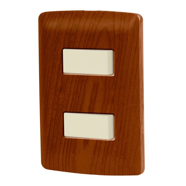 49925 - Placa armada 2 interruptores sencillos,madera,línea Italiana