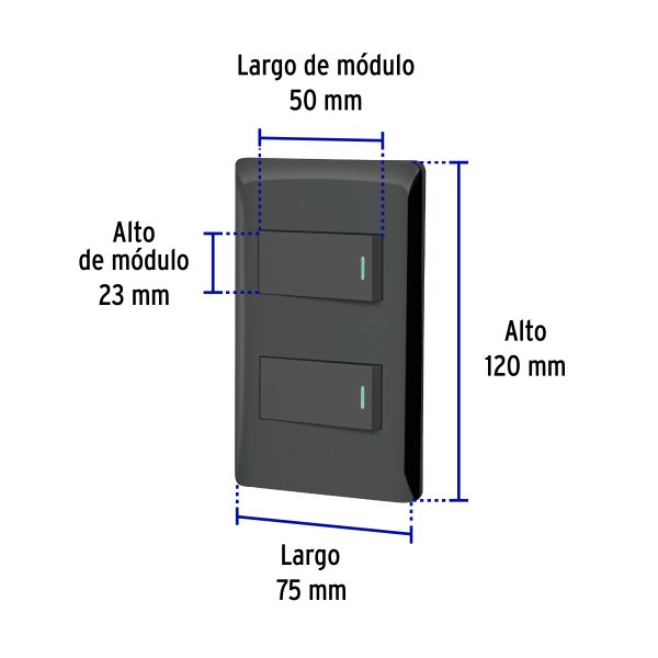 47888 - Placa armada negra 1 interruptor y 1 de 3 vías 1 mód,Lisboa