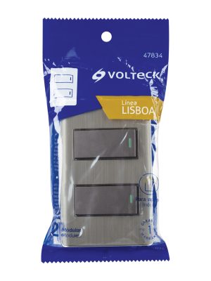 PA-APDO1-LAE1.jpg 47834 - Placa armada acero inox con 2 interruptores 1 módulo, Lisboa