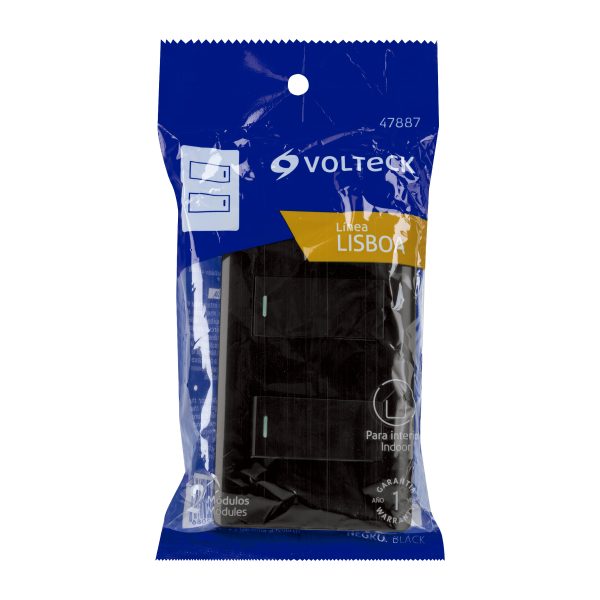 47887 - Placa armada negra con 2 interruptores 1 módulo, Lisboa