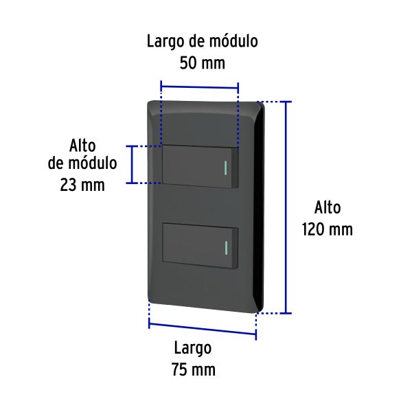 47887 - Placa armada negra con 2 interruptores 1 módulo, Lisboa