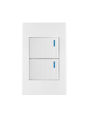 45595 - Placa armada 2 interruptores, 1.5 módulos, Española, blanco