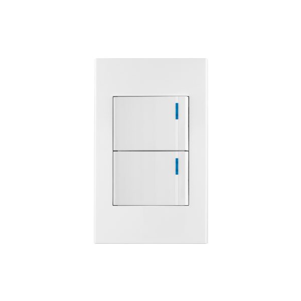 45595 - Placa armada 2 interruptores, 1.5 módulos, Española, blanco