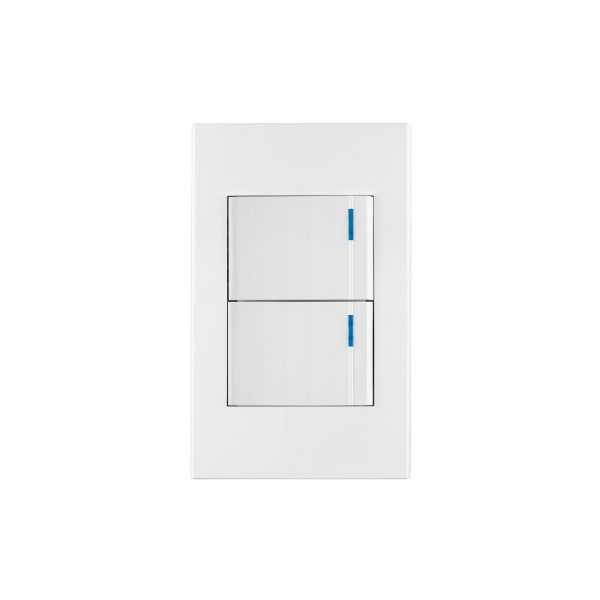 45601 - Placa armada 2interruptores 1de 3vías,1.5mod,Española blanco