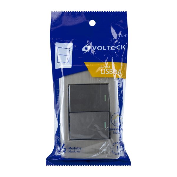 47841 - Placa armada acero 1 interruptor y 1 de 3vías 1.5mód,Lisboa