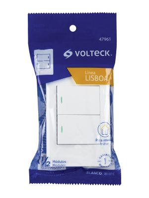 47961 - Placa armada blanca 1 interruptor y 1 de 3vías 1.5mód, Lisbo