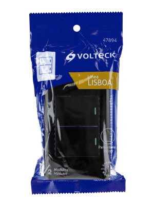 47894 - Placa armada negra 1 interruptor y 1 de 3vías 1.5mód,Lisboa