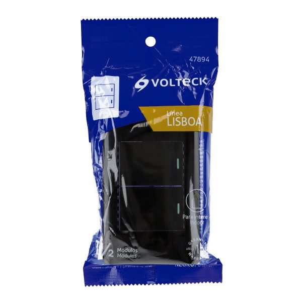 47894 - Placa armada negra 1 interruptor y 1 de 3vías 1.5mód,Lisboa