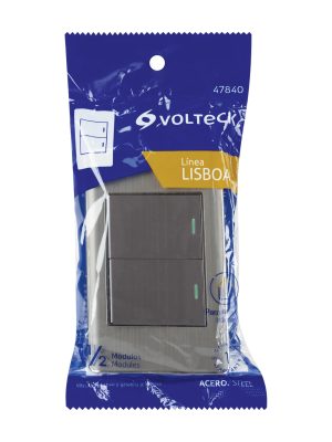 PA-APDO15-LAE1.jpg 47840 - Placa armada acero inox 2 interruptores 1.5 módulos, Lisboa