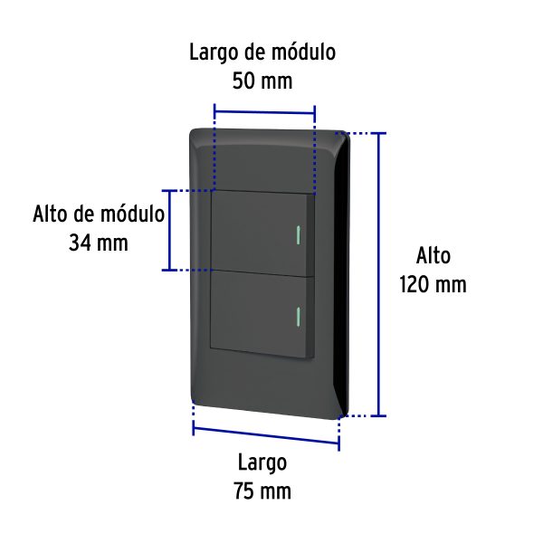 47893 - Placa armada negra 2 interruptores 1.5 módulos, Lisboa