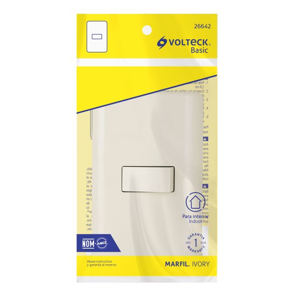 26642 - Placa armada 1 interruptor sencillo, marfil, Volteck