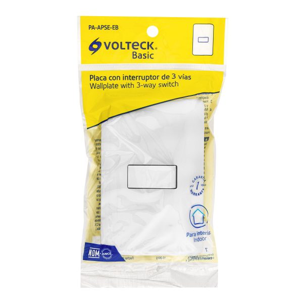 25084 - Placa armada con 1 interruptor de 3 vías, Volteck Basic