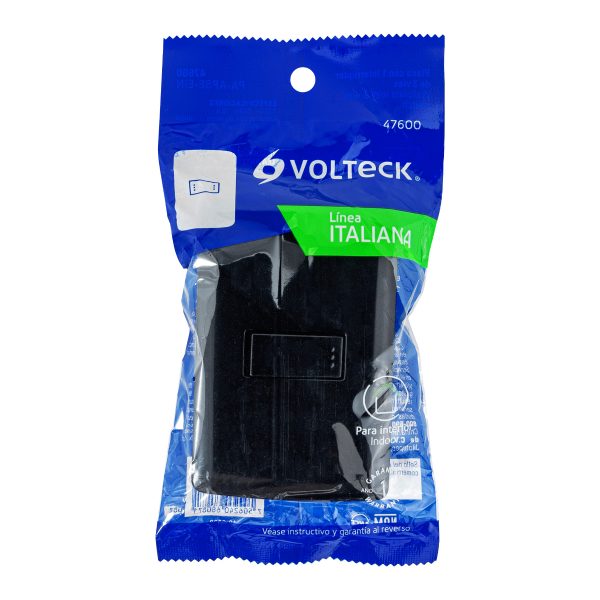 47600 - Placa armada 1 interruptor escalera, negro, línea Italiana